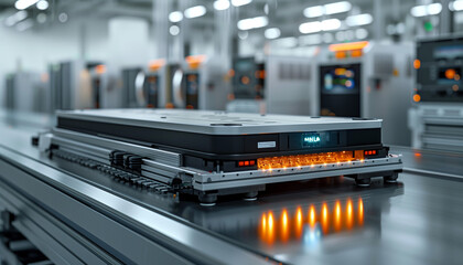 industry manufacturing of EV battery, robot, automatic