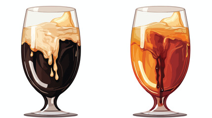 The process of pouring dark beer into a glass capturi - obrazy, fototapety, plakaty