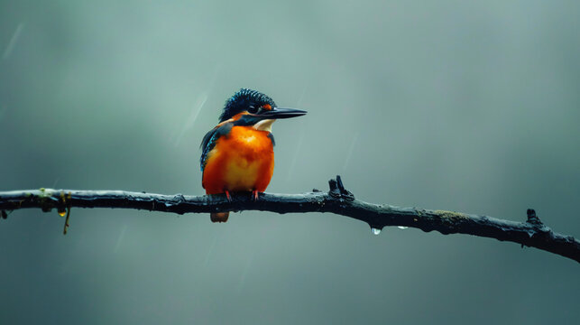 American pygmy kingfisher perched on a branch looking