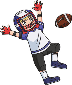 American Football Player Catching Ball Clipart
