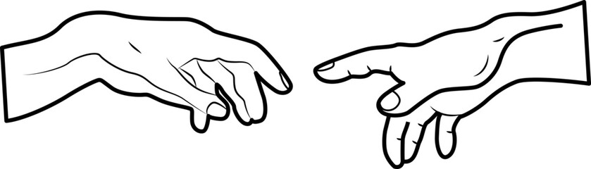 Silhouette of two hands attracting each other. Vector illustration Hands isolated on a white background
