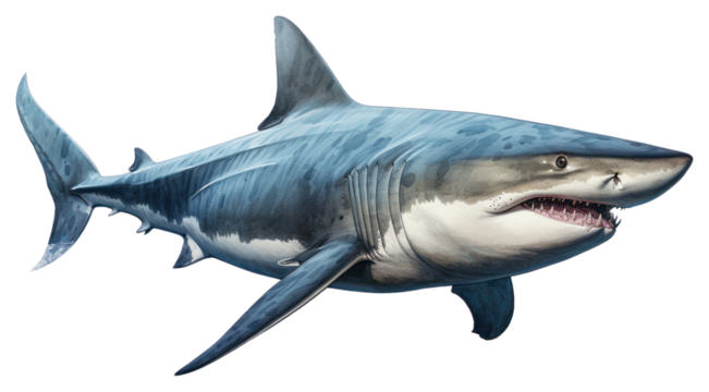 PNG Shark animal fish underwater digital paint illustration