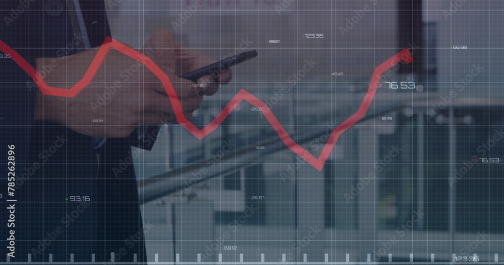 Poster image of financial data processing over person using smartphone