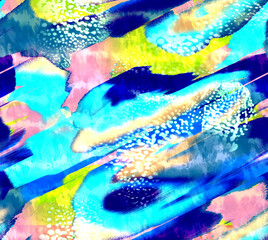 Floral pattern of intertwined intricate abstract elements, green and yellow. Abstract leaf design, illustration background crafted for textile or print. Seamless pattern