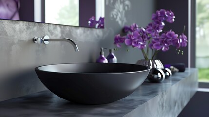 The black Bowl in Gray style bathroom