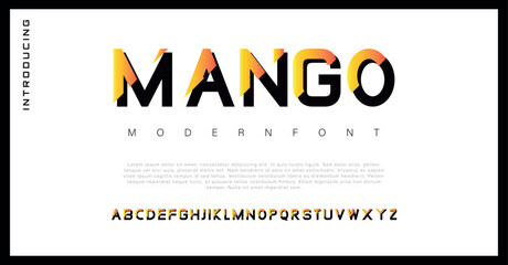 Mango Minimal modern alphabet fonts. Typography minimalist urban digital fashion future creative logo font. vector illustration