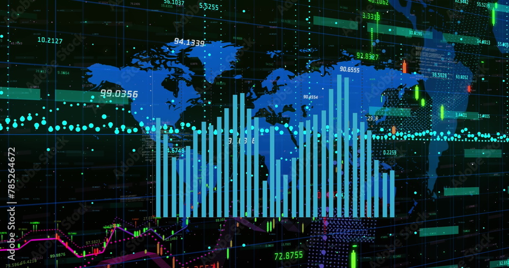 Poster image of data processing over black background
