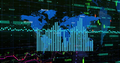 Image of data processing over black background