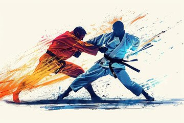 Mixed martial arts fight illustration.