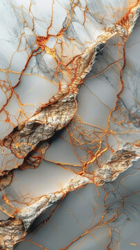 Fototapeta Abstract background, creative texture of white marble with gold veins.