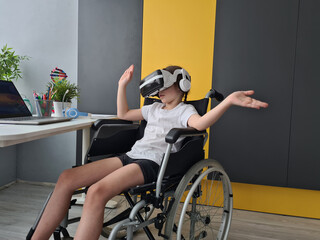Child in Wheelchair Using Virtual Reality Headset