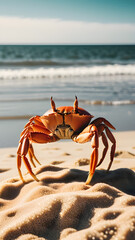 crab on the beach - obrazy, fototapety, plakaty