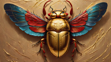 Scarab, sacred insect of Egypt - obrazy, fototapety, plakaty