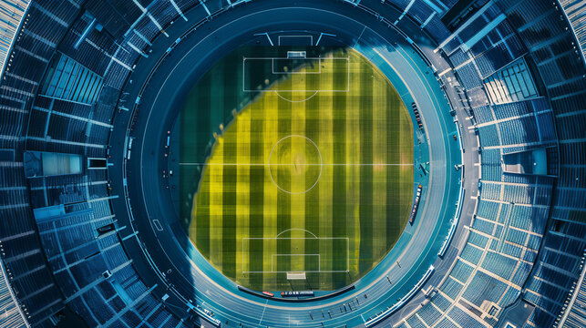 Top view of soccer stadium
