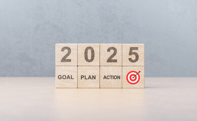 2025 new year goal plan action, Business plan and strategies. Annual plan and development for achieving goals. Goal achievement and success in 2025.