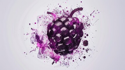   A purplish-white speckled fruit on a pristine white plate against a pure white background - obrazy, fototapety, plakaty