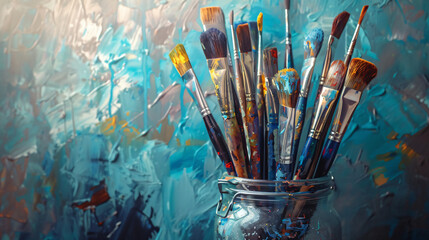 Artist Paintbrushes in a Jar