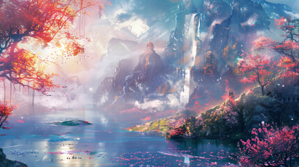 Obraz na płótnie Canvas Artistic concept painting of a beautiful fantasy lands