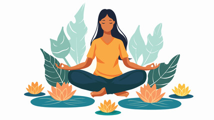 Obraz na płótnie Canvas Serene meditation scene with person sitting in lotus