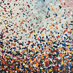 Multicolored Confetti on White Background