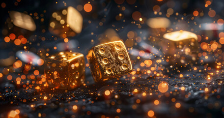 Casino dice on a dark background. Showcase of elements for online casino banner design - 785274684