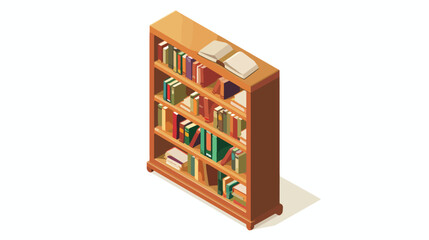 Shelves with books bookcase isometric style vector. flat