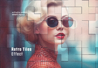 Retro Tiles Effect - obrazy, fototapety, plakaty