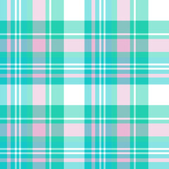 Seamless pattern in wondrous white, turquoise and pink colors for plaid, fabric, textile, clothes, tablecloth and other things. Vector image.