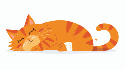 Sick cat flat vector illustration. Veterinary clinic