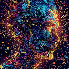 Utilize a vibrant palette of colors and intricate designs to visually represent cognitive function enhancement exercises with a digital rendering technique Capture the essence of mental agility and gr - obrazy, fototapety, plakaty