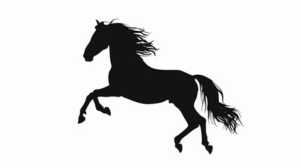 Silhouette of a rearing horse. Black silhouette 