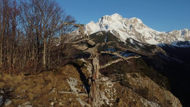 Beautiful 4k aerial drone video of mountain Maglic in Bosnia and Herzegovina