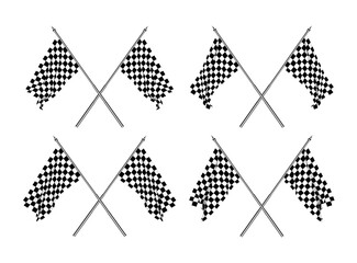 Racing checkered flag. 3D sport graphic. Vector set