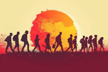 Banner of an event in honor of Abolition of Slavery Day. Illustration with people on a colored background - obrazy, fototapety, plakaty