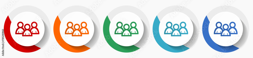 Poster people, group vector icon set, flat icons for logo design, webdesign and mobile applications, colorf