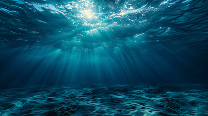 Beautiful blue ocean surface seen from underwater  - obrazy, fototapety, plakaty
