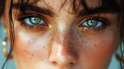 Close up of beautiful light color women eyes 