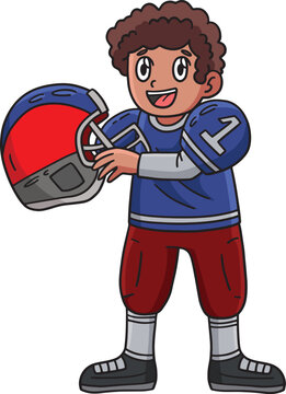American Football Player with Helmet Clipart 