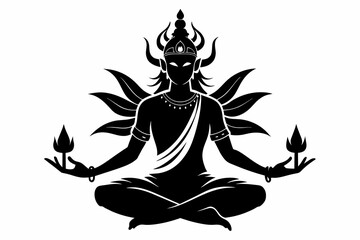 Hinduism black silhouette vector 