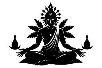 Hinduism vector silhouette on white background