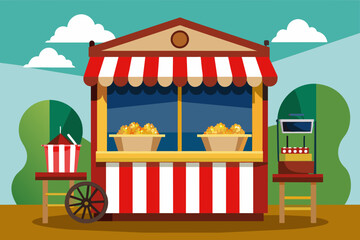 Naklejka premium Popcorn stall vector 