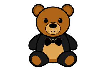 Classic teddy bear toy with a bow tie vector 