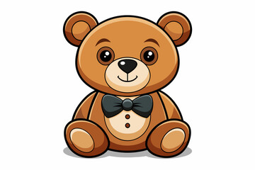 Obraz premium Classic teddy bear toy with a bow tie vector 