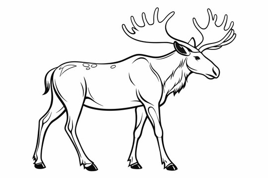 black and white moose walking clip art preview