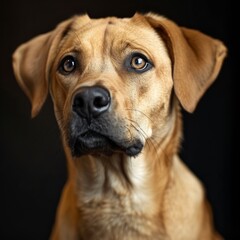 Obraz premium Close Up of Dog on Black Background