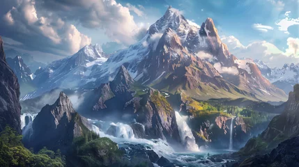 Gardinen Beautiful fantasy mountain landscape. Panoramic. © Anas
