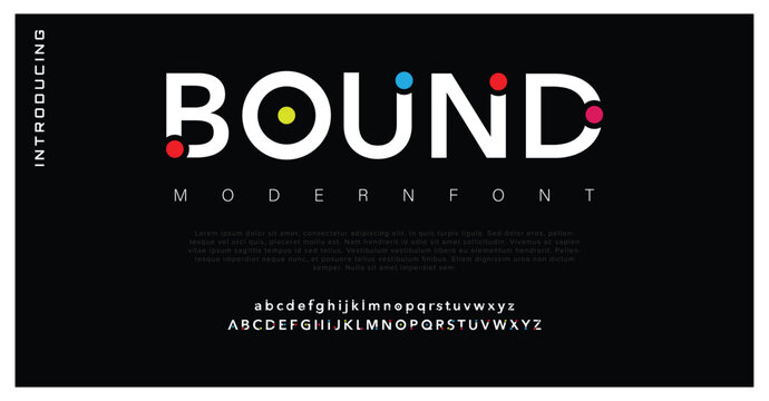Bound Sport Modern Alphabet Font. Typography urban style fonts for technology, digital, movie logo design. vector illustration