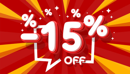 Sale off 15 Percentage, gift save offer, special banner discount. Vector illustration