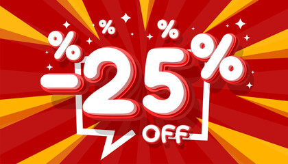 Sale off 25 Percentage, gift save offer, special banner discount. Vector illustration