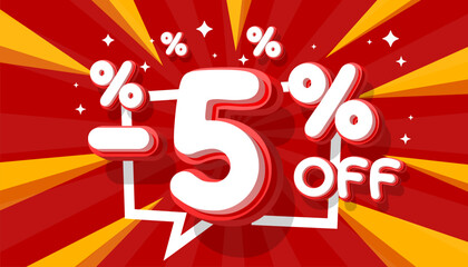 Sale off 5 Percentage, gift save offer, special banner discount. Vector illustration